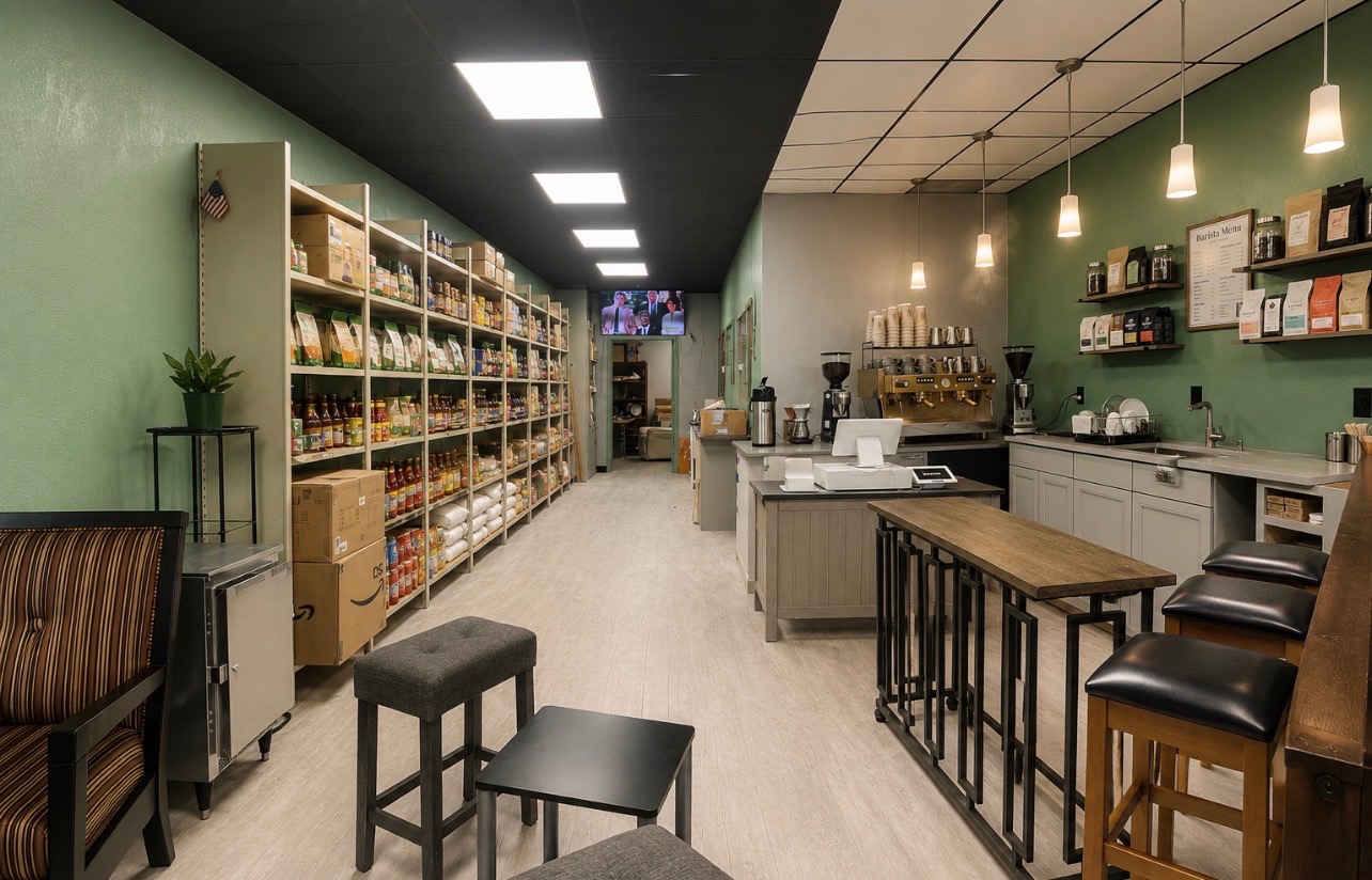 Jimmaa Coffee café seating and espresso bar